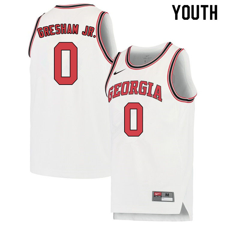 Youth #0 Donnell Gresham Jr. Georgina Bulldogs College Basketball Jerseys Sale-White